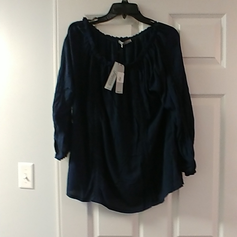 Arianna Navy peasant blouse